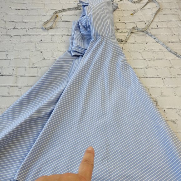 Calvin Klein Woman’s Light blue striped Fit Flare sleeveless cotton dress 8 - Picture 13 of 14